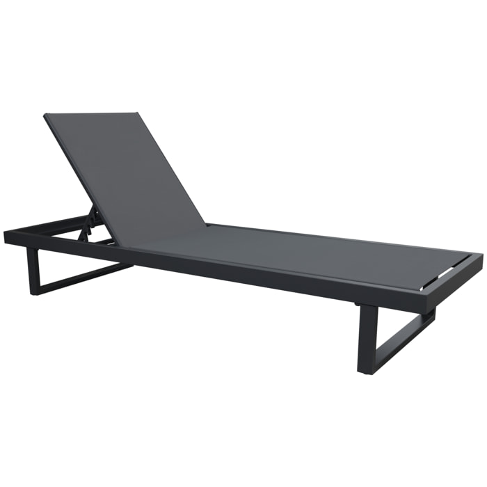 Bain de soleil en aluminium avec coussin gris PALOMINOS