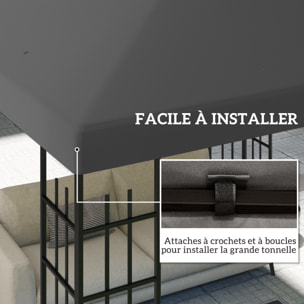 Toile de rechange tonnelle barnum 3 x 3 m polyester haute densité UPF30+ anthracite