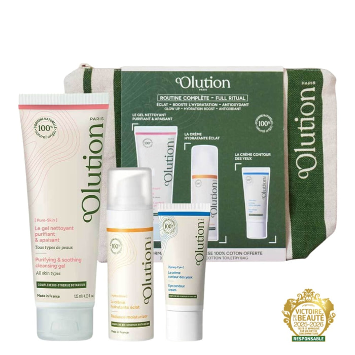 Trousse Rituel - Coffret Le Gel Nettoyant Purifiant 125ml + Crème Hydratante Éclat 50ml + Crème Contour des Yeux 15ml