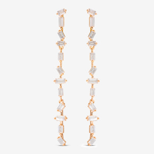 Orecchini Pendenti con Cubic Zirconia Bianche a Baguette