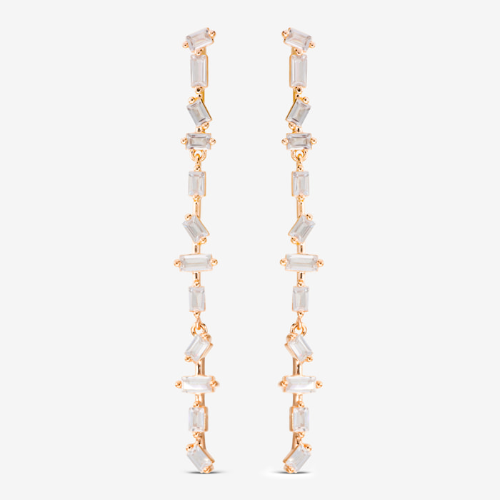 Orecchini Pendenti con Cubic Zirconia Bianche a Baguette