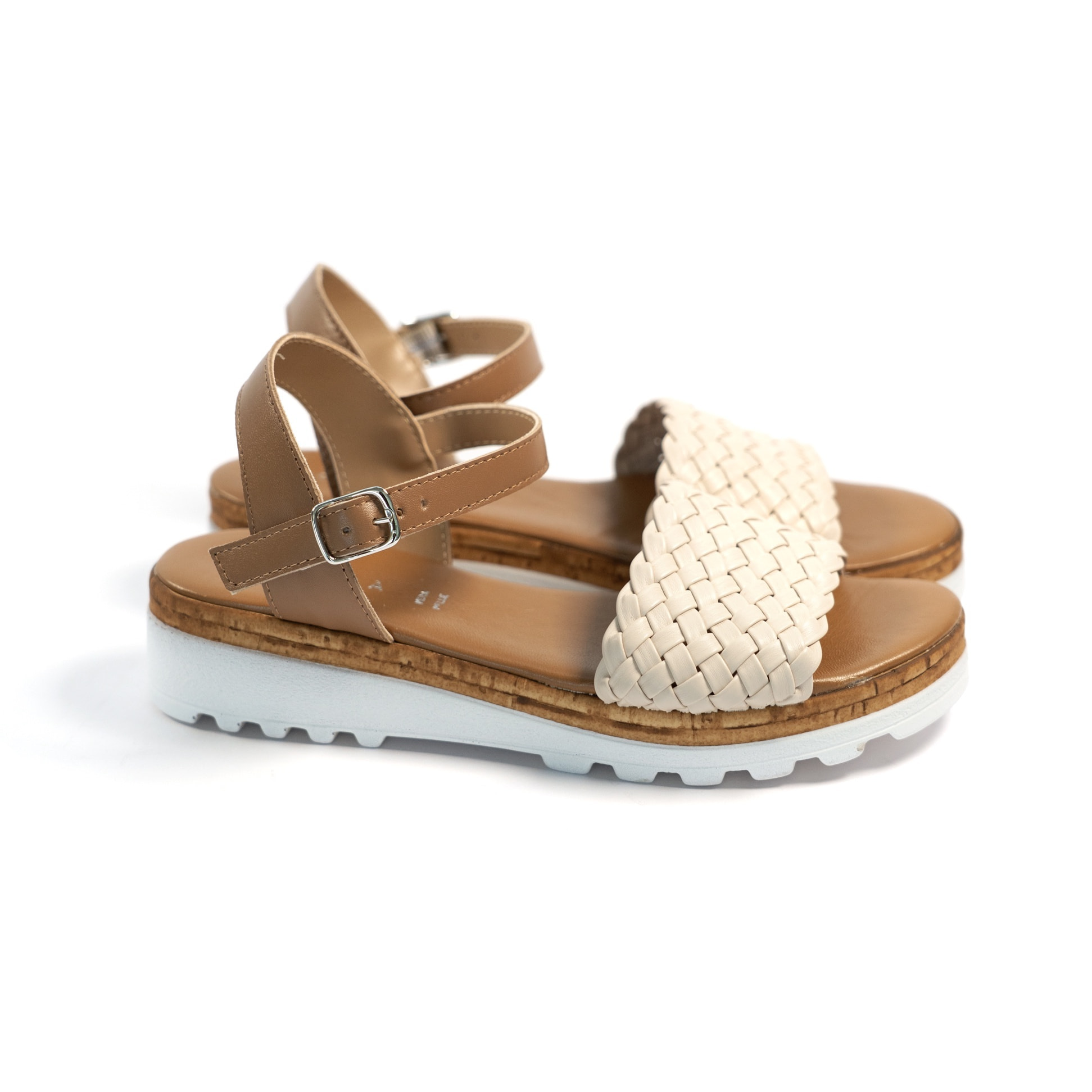 SANDALO INTRECCIATO VERA PELLE BEIGE