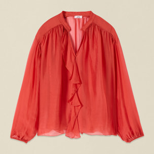 Oltre - Blusa in voile di seta e viscosa - Arancione