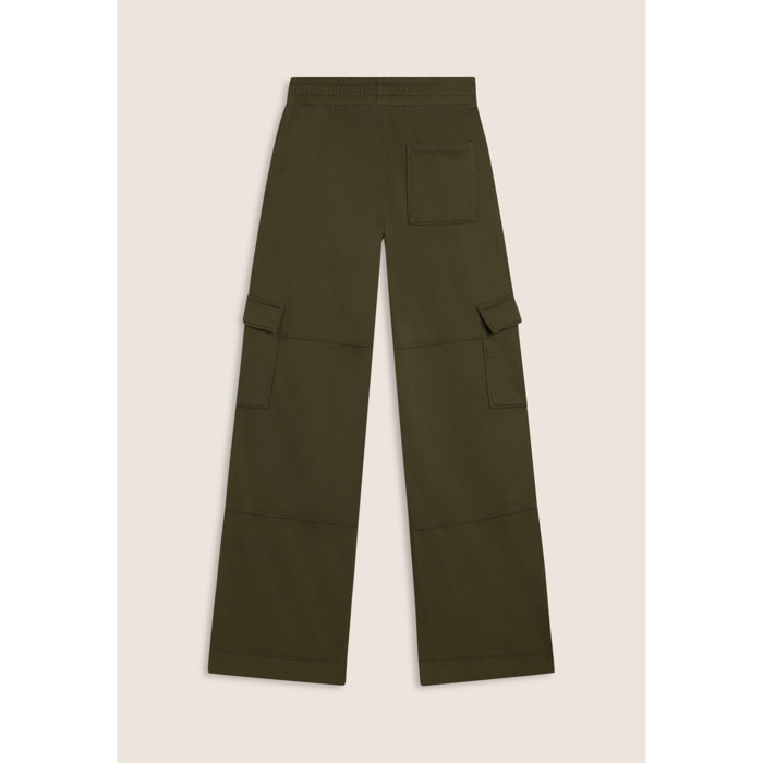 Pantaloni cargo wide leg in felpa con tasconi