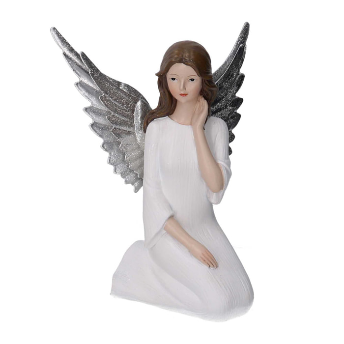 Angelo in resina bianco cm14x13h20