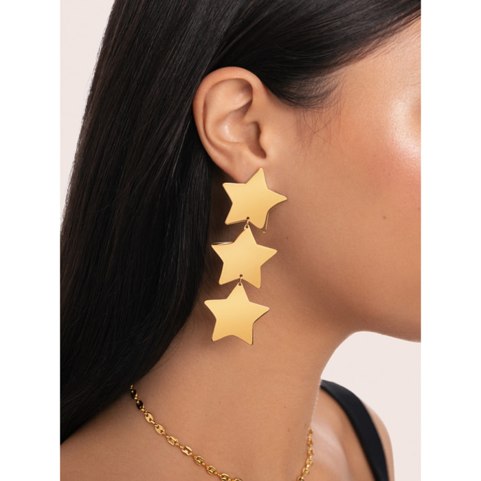 Orecchino Big Stars  in Acciaio Placcato Oro