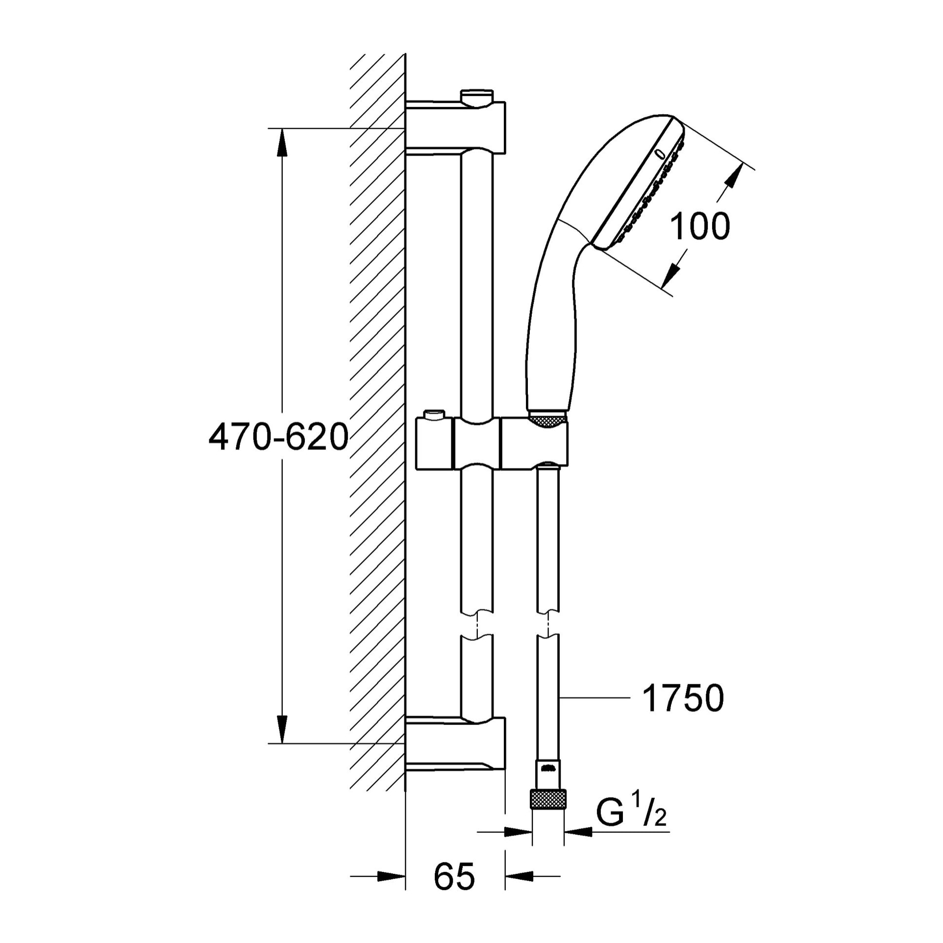 GROHE Vitalio Start 100 Ensemble de douche 1 jet avec barre Chromé