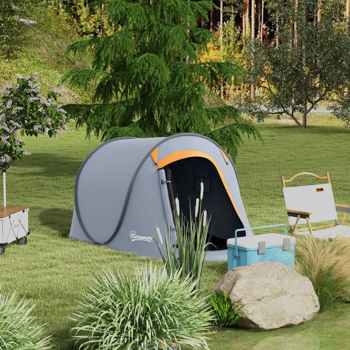 Tienda de Campaña Pop-Up para 2-3 Personas Tienda de Camping Plegable Portátil Impermeable con Ventana Puerta y Bolsa de Transporte para Pescar Senderismo 245x148x105 cm Gris