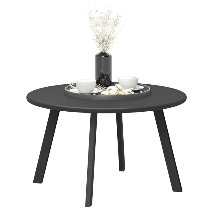 Outsunny Mesa de Centro de Jardín Redonda de Metal Mesa Auxiliar con Bordes Redondeados Patas Antideslizantes Mesa de Café para Patio Balcón Salón Ø70x42 cm Gris Carbón