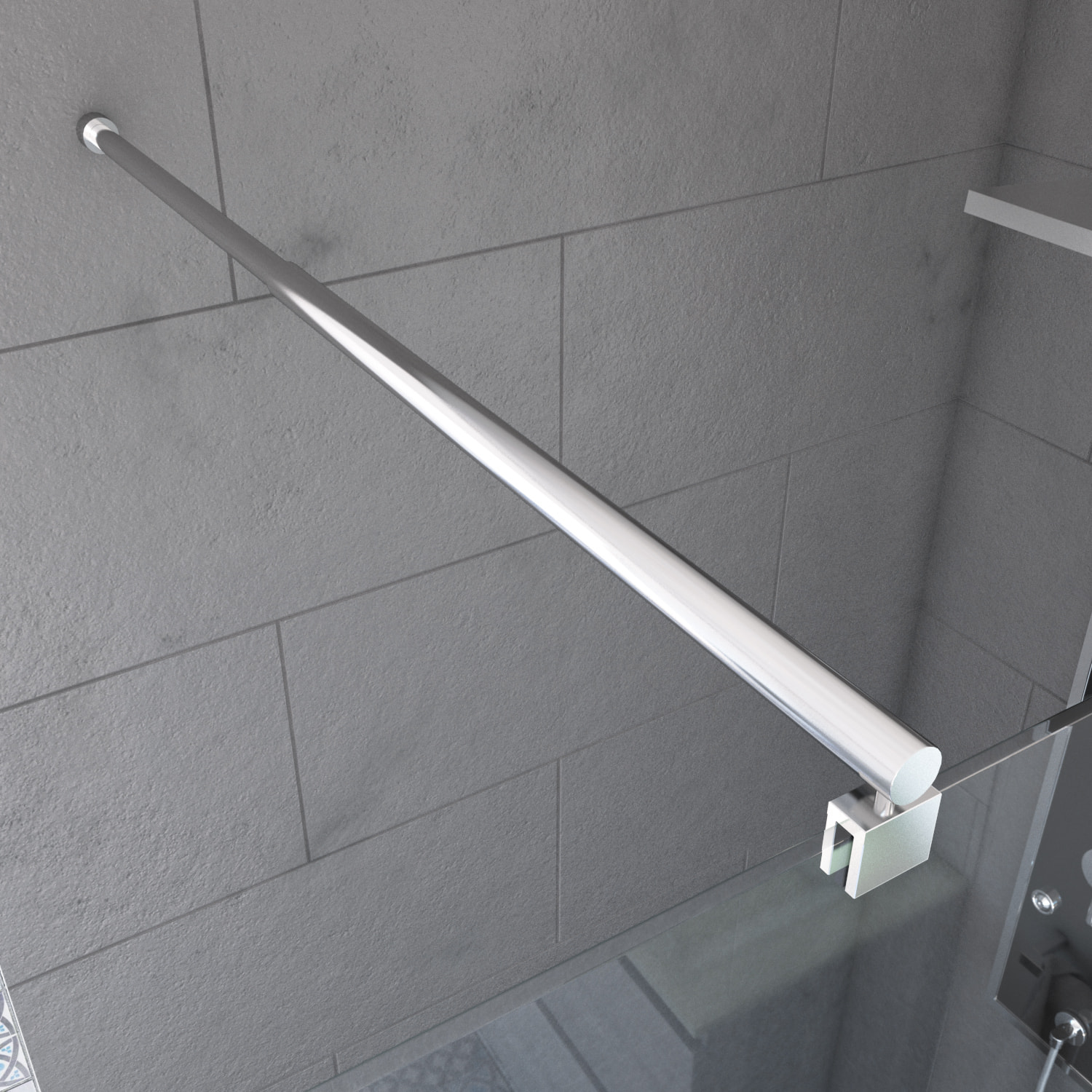 Paroi de Douche Dépolie 120x200cm + Barre de fixation extensible - Verre 8mm - Finition Chrome