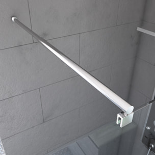 Paroi de Douche Dépolie 120x200cm + Barre de fixation extensible - Verre 8mm - Finition Chrome