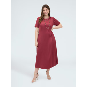 Fiorella Rubino - Vestido línea A en raso con detalles deshilachados - Rojo