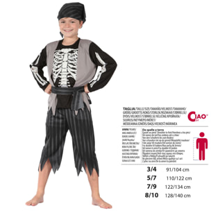 Travestimento Pirata Skeleton Zombie Costume Halloween Bambino