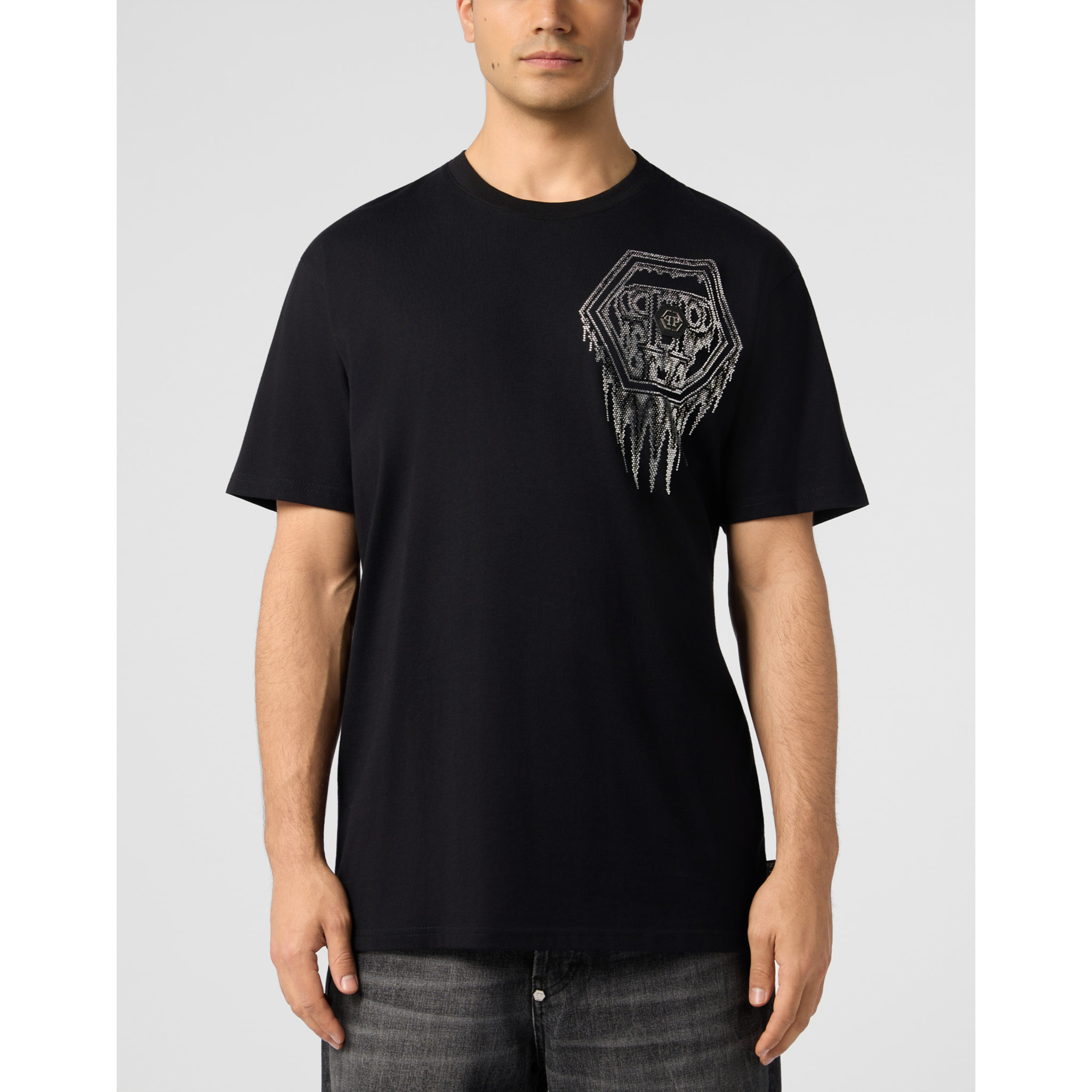 PHILIPP PLEIN Camiseta de cuello redondo y manga corta HEXAGON