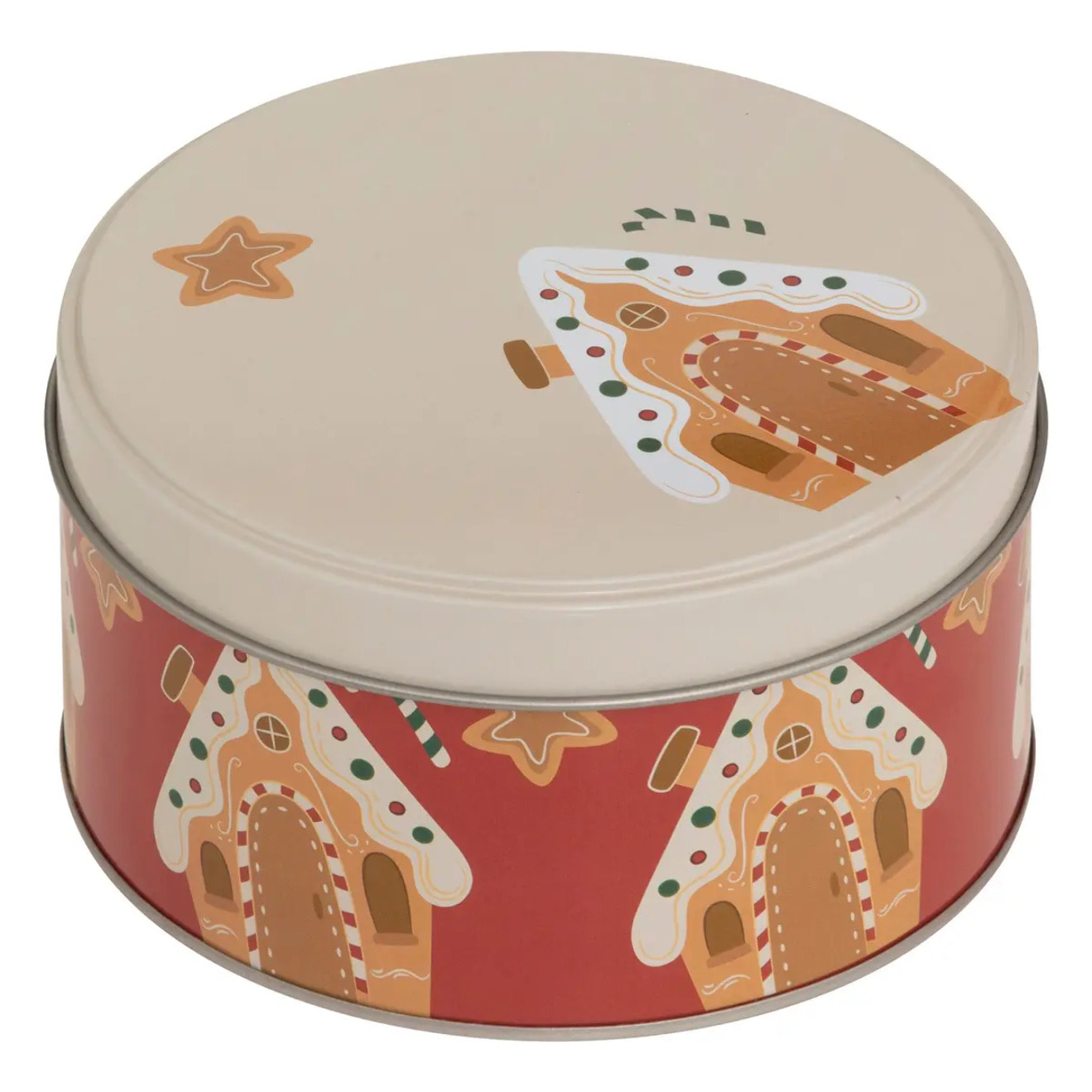 Boîte de conservation Noël 2,4L rond en métal