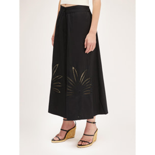 Motivi - Pantalones cropped con bordado - Negro