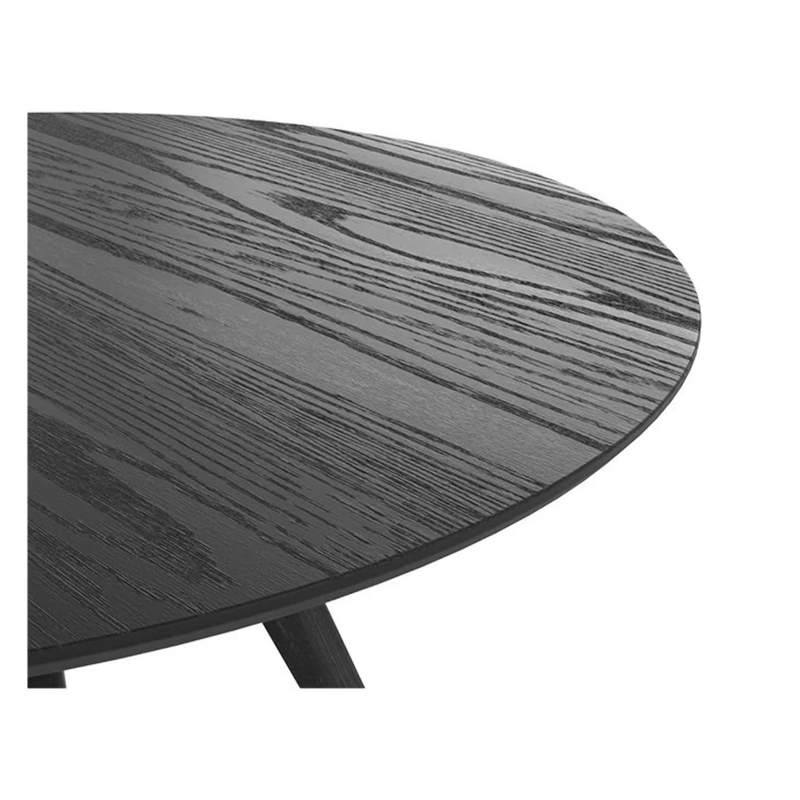 Table ronde 4 personnes en bois de frêne plaqué noir D105 cm - Liwa