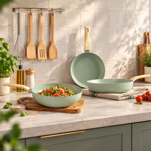 Wok 28cm avec revêtement céramique céladon - tous feux COLORAMA