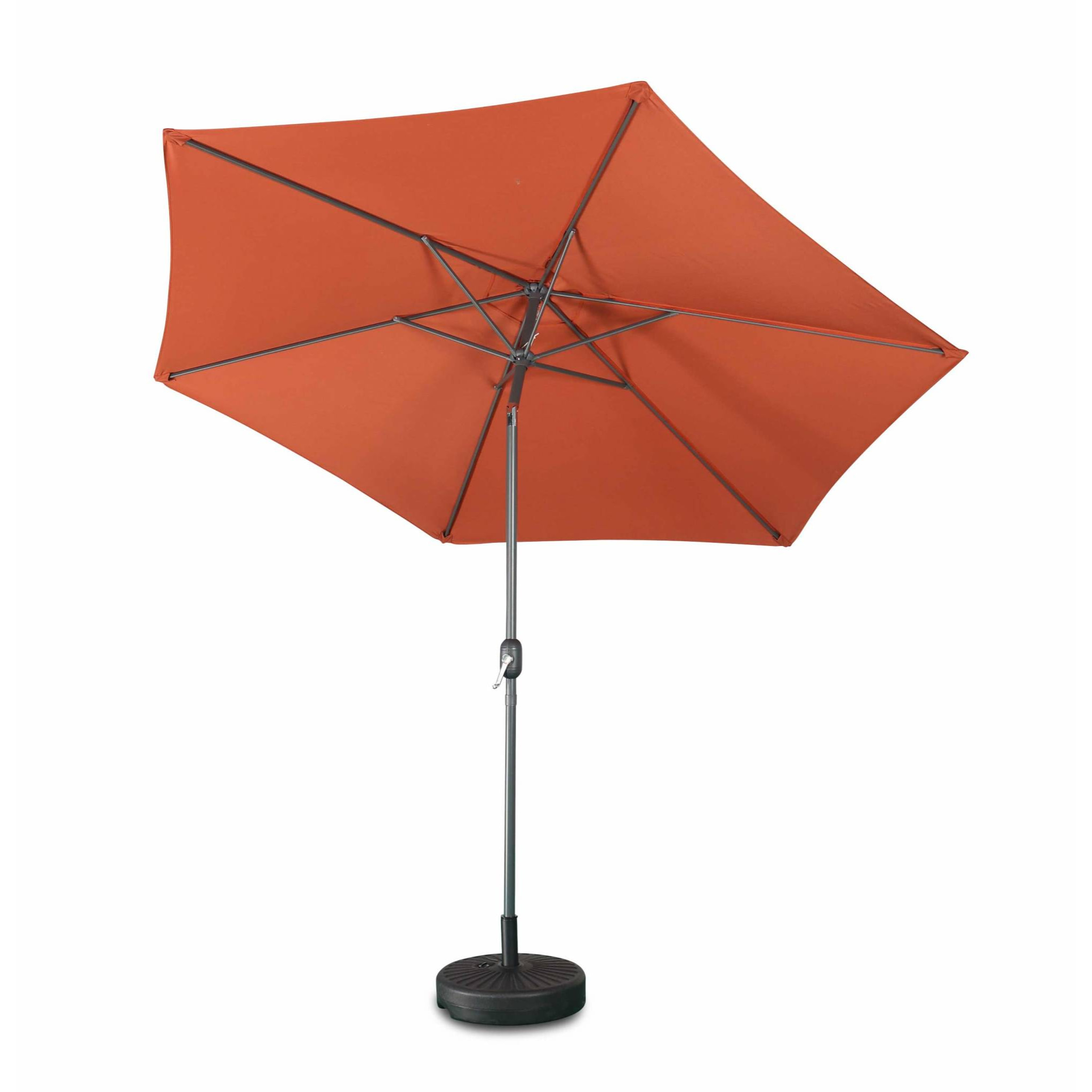 Parasol droit rond Ø300cm - Touquet Terracotta - mât central en aluminium orientable et manivelle d'ouverture