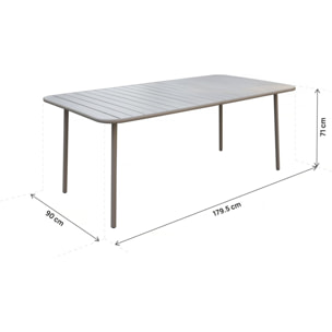 Table jardin en métal "Bilbao" - 180 x 90 x 71 cm - Taupe