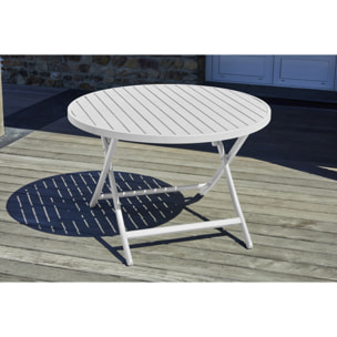 MARIUS - Table de jardin ronde pliante en aluminium gris