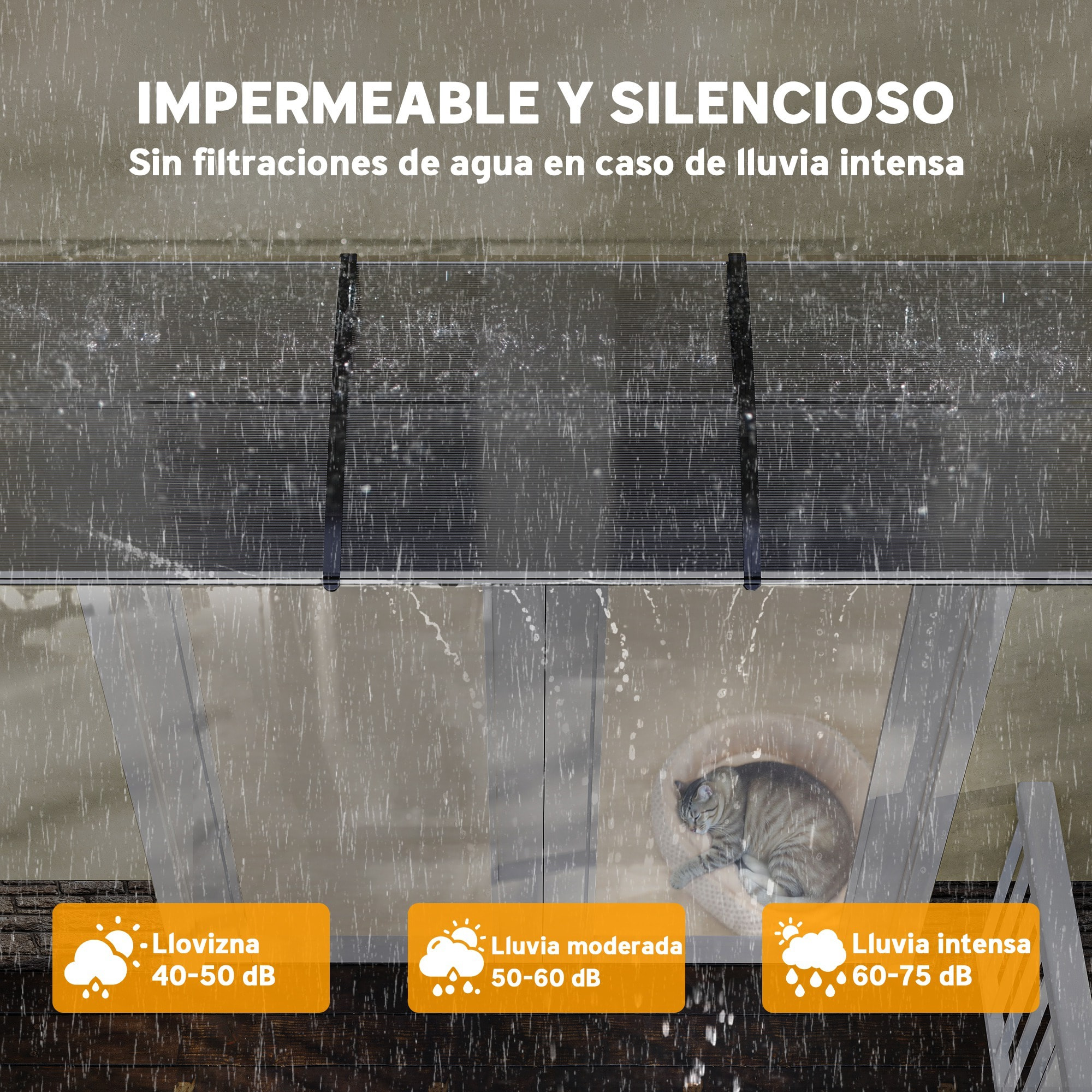Marquesinas para Puertas y Ventanas 90x295x23,5 cm Tejadillo de Protección contra Sol y Lluvia Diseño Moderno Aleación de Aluminio Transparente