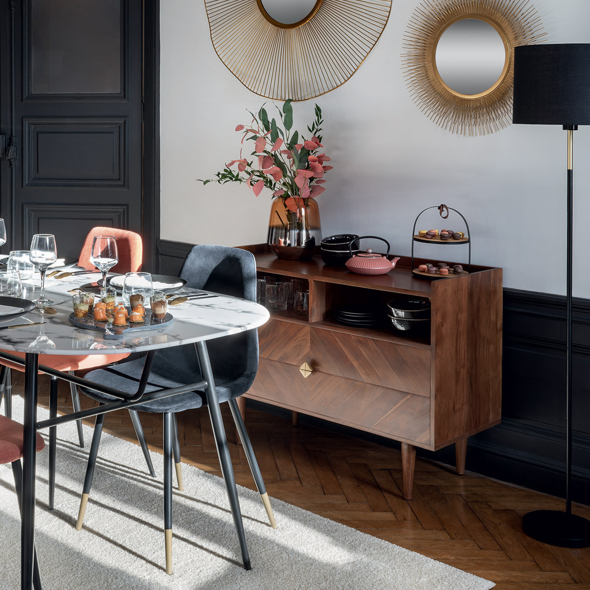 Lampadaire "Jule" noir H151cm