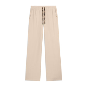 Pantaloni wide leg in tessuto crinkle fluido