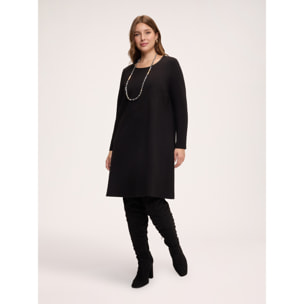 Fiorella Rubino - Vestito linea "A" in lana con cuciture - Nero
