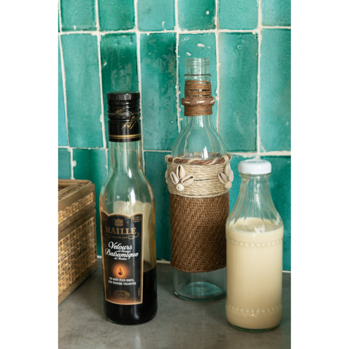 J-Line décoration Bouteille Coquillages - verre - marron - 2 pcs