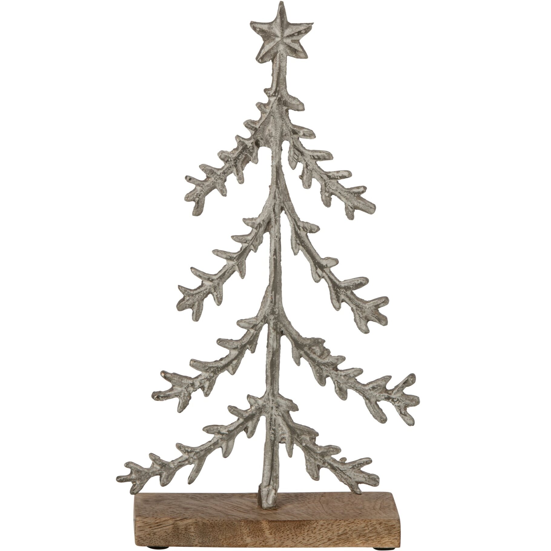 J-Line Sapin de Noël sur base étoile - aluminium - blanc cassé/naturel - small