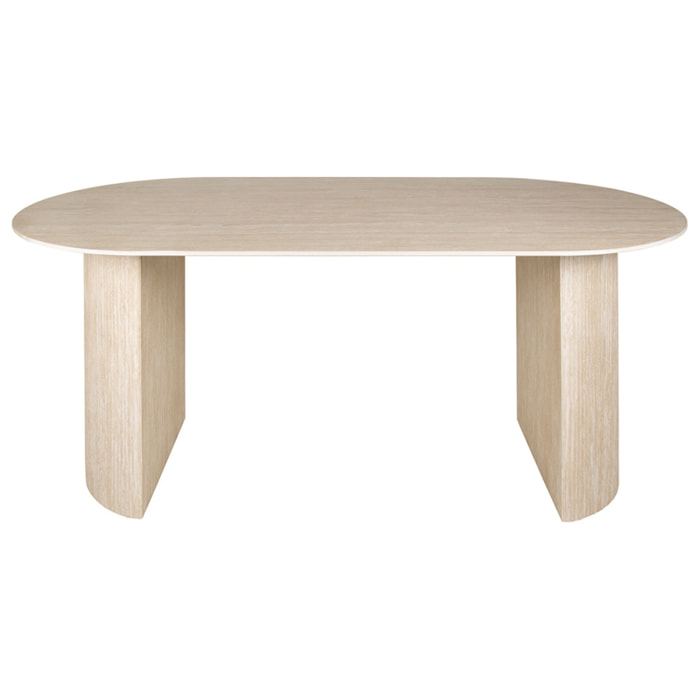 Maeva - table à manger - bois effet travertin - 6 personnes - Beige