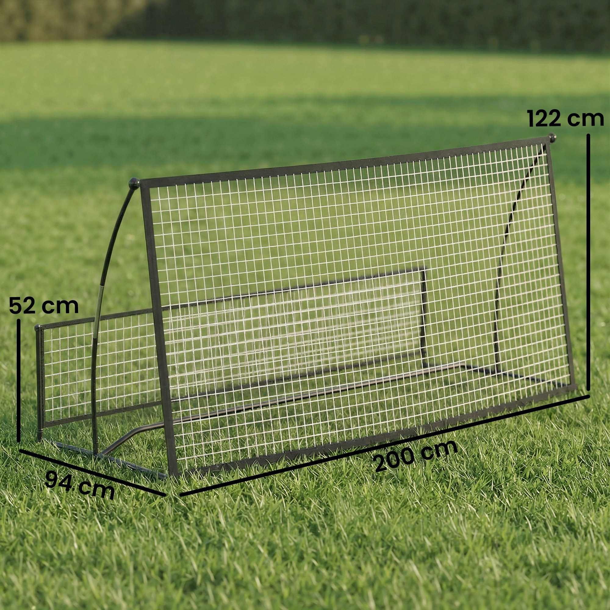 Filet de rebond football double face avec sac métal noir