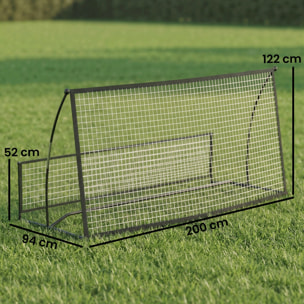 Filet de rebond football double face avec sac métal noir