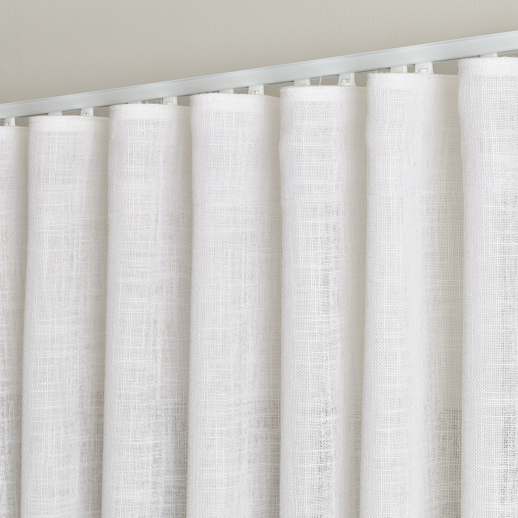 Kit rail extensible + Voilage poly-lin wave - Blanc