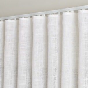 Kit rail extensible + Voilage poly-lin wave - Blanc