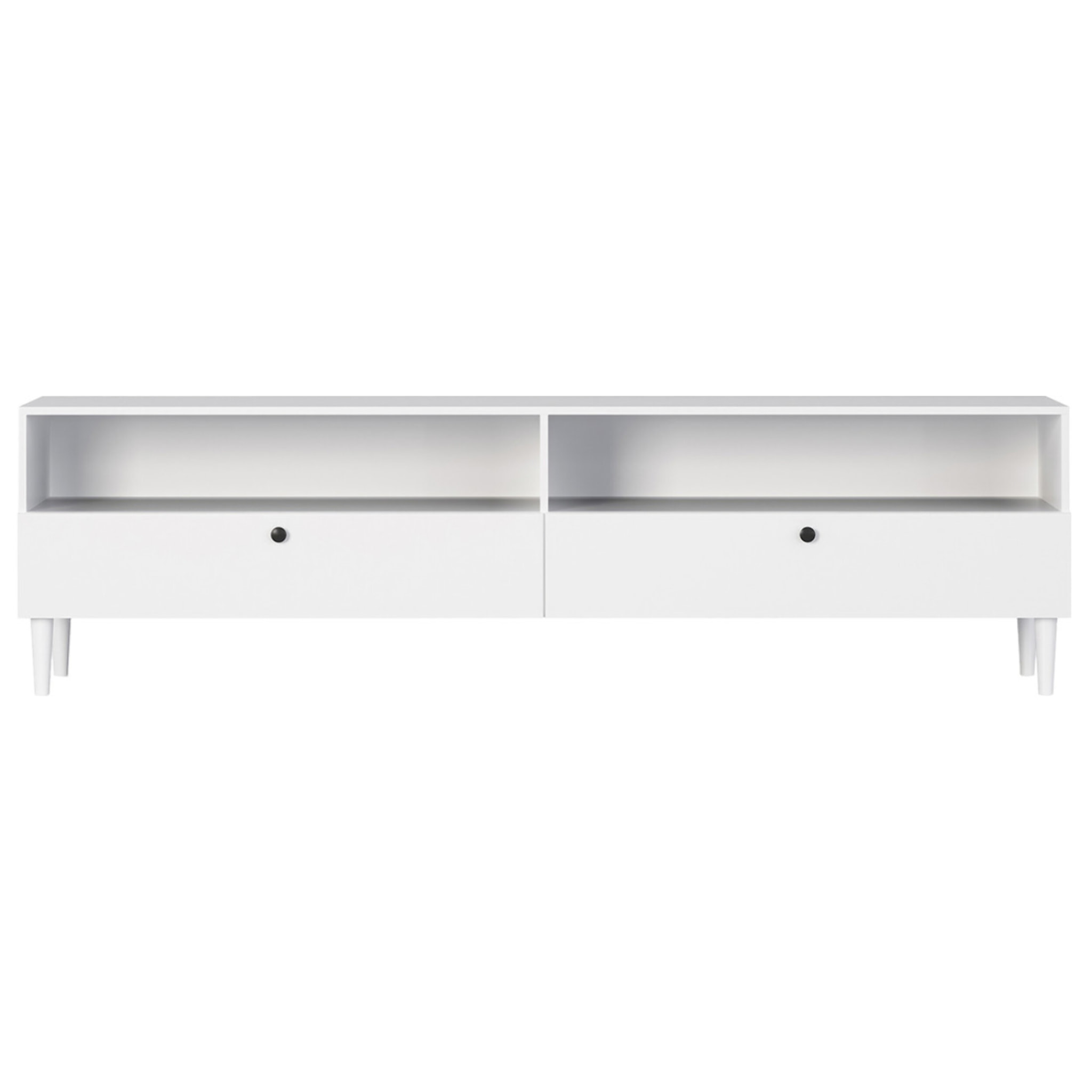 Gaby - meuble tv - blanc - 2 tiroirs et 2 niches - 200 cm - Blanc
