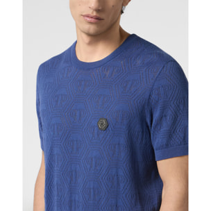 PHILIPP PLEIN Round Neck T-Shirt Openwork Monogram