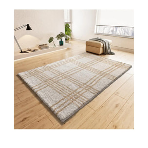 HELIA Alfombra shaggy de estilo nórdico en tonos beige, varias medidas disponibles