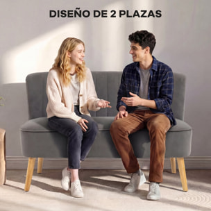 Sofá de 2 Plazas Tapizado en Terciopelo, Sofá Moderno con Asiento y Respaldo Acolchados, Patas de Madera de Caucho, Carga 220 kg para Dormitorio, Salón, Espacios Pequeños, Gris Oscuro