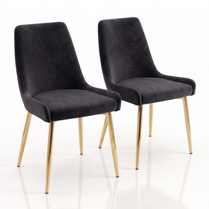 Sedia Imbottita in Effetto Velluto con Gambe Oro, Design Moderno ed Elegante per Sala da Pranzo, Cucina, Soggiorno, Studio e Ufficio