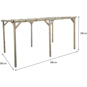 Carport voiture en bois "Solar II" 3 x 5 x 2.4