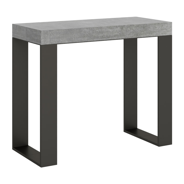 Consolle allungabile 90x40/300 cm Tecno Cemento telaio Antracite.