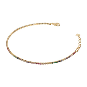 Bracciale Tennis Bicolore Golden con Cubic Zirconia Verdi e Bianche