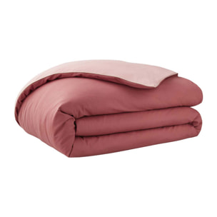 Housse de couette bicolore en coton, BONS JOURS ETINCELLE, Rose Indien/Rose Solaire