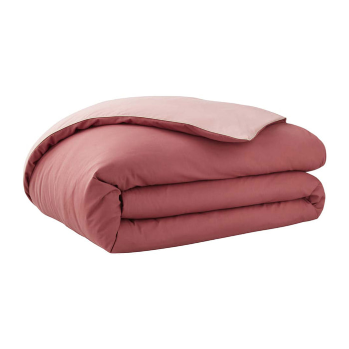 Housse de couette bicolore en coton, BONS JOURS ETINCELLE, Rose Indien/Rose Solaire