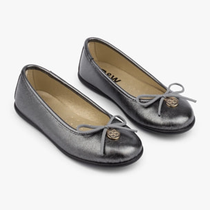 Ballerine da bambina in colore argento e finitura metallizzata