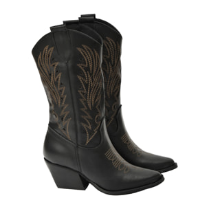 Stivaletti texani in vera pelle di vitello laserata con tacco comodo