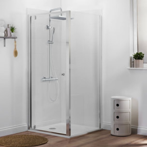 Receveur douche Ipso 90x90 + paroi porte pivotante angle + bonde