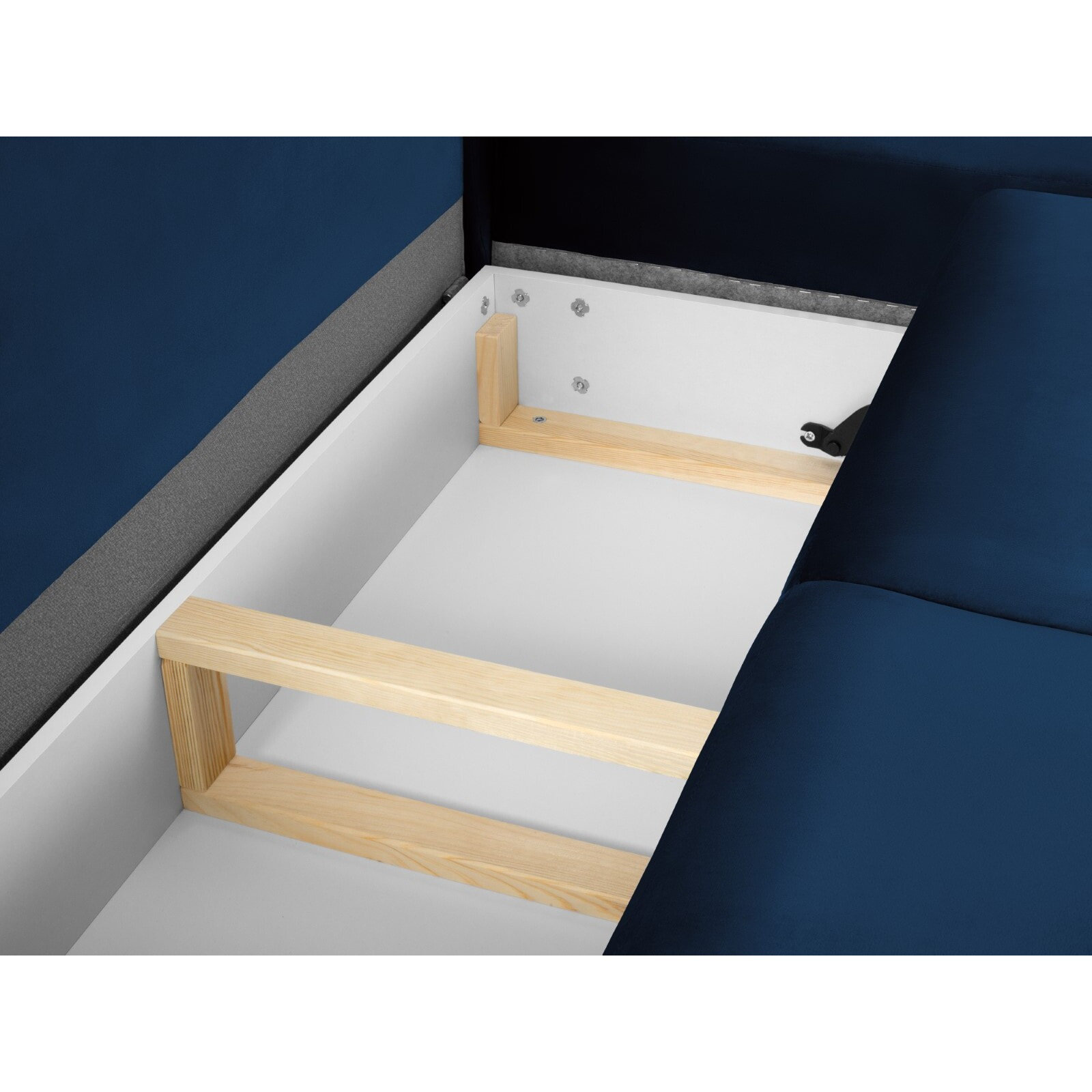 Canapé d'angle droit convertible avec coffre de rangement "Kyoto" 5 places en velours bleu roi